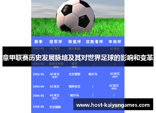 意甲联赛历史发展脉络及其对世界足球的影响和变革