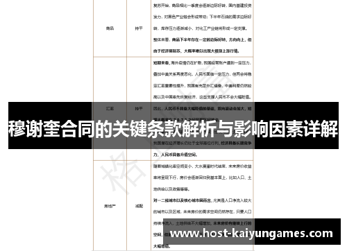 穆谢奎合同的关键条款解析与影响因素详解 穆谢奎合同的关键条款解析与影响因素详解