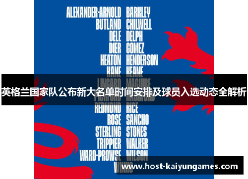 英格兰国家队公布新大名单时间安排及球员入选动态全解析